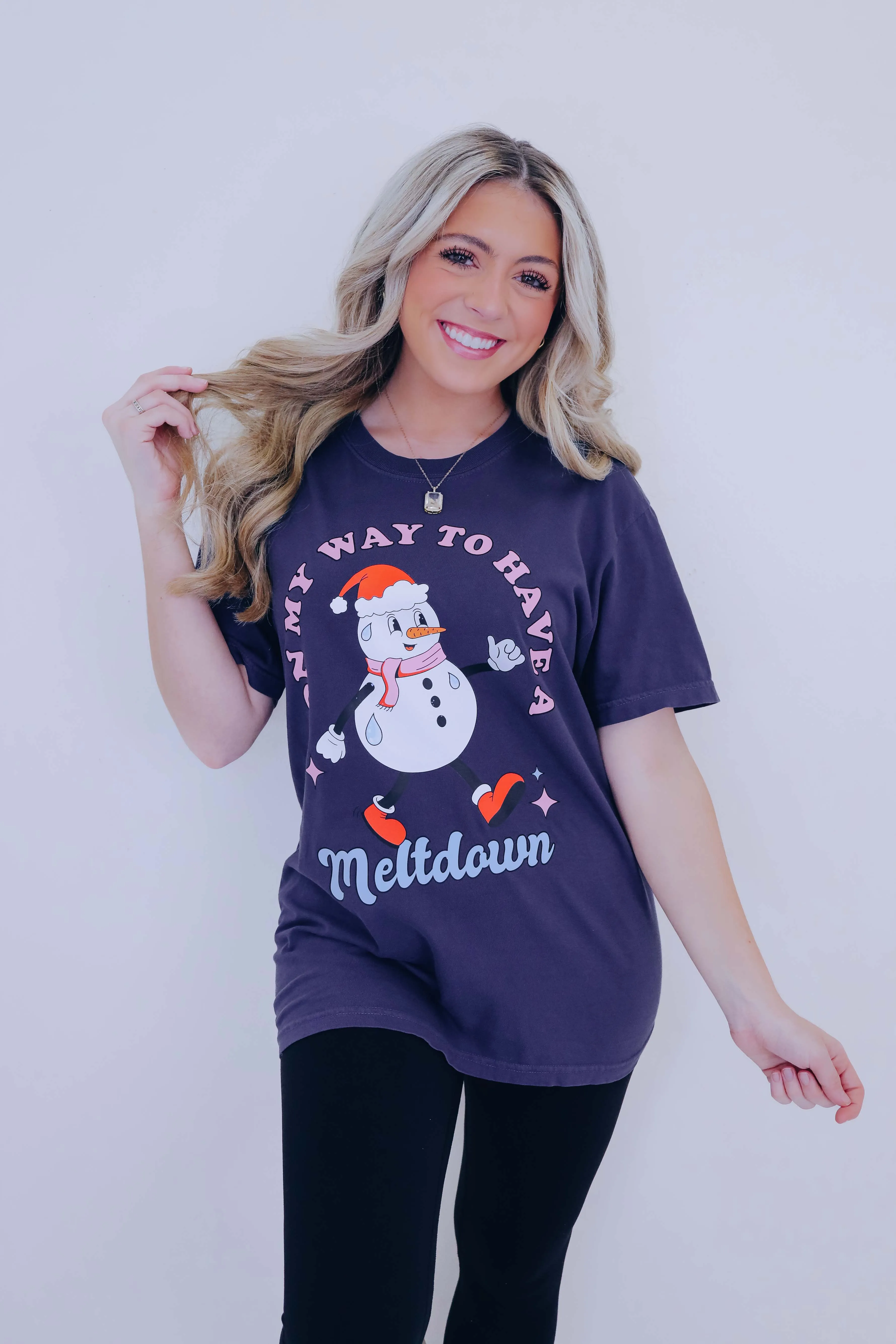 "On My Way...Melt Down"Snowman Graphic Tee - 2 Styles