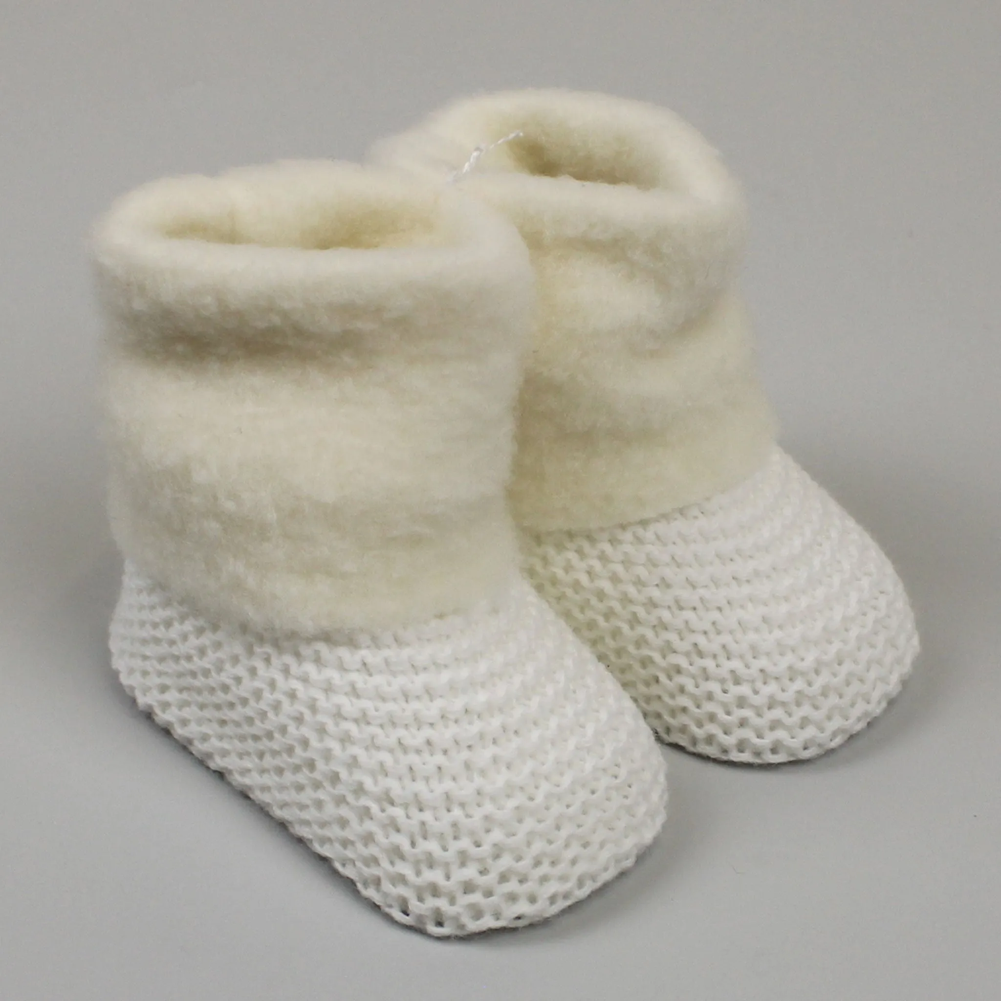 White Baby Booties with Fleece Newborn to 6 months